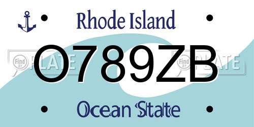 O789ZB Rhode Island License Plate
