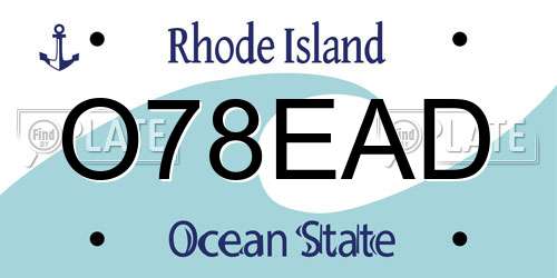 O78EAD Rhode Island License Plate