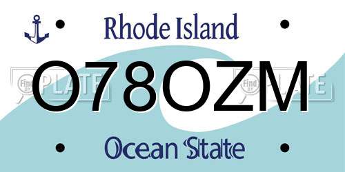 O78OZM Rhode Island License Plate