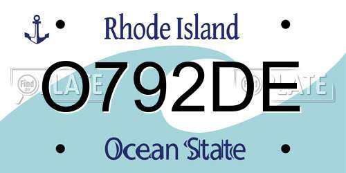 O792DE Rhode Island License Plate