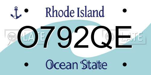 O792QE Rhode Island License Plate