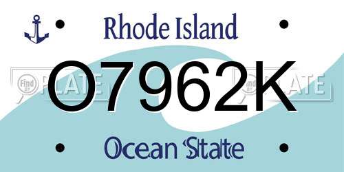 O7962K Rhode Island License Plate