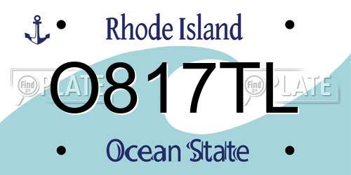 O817TL Rhode Island License Plate
