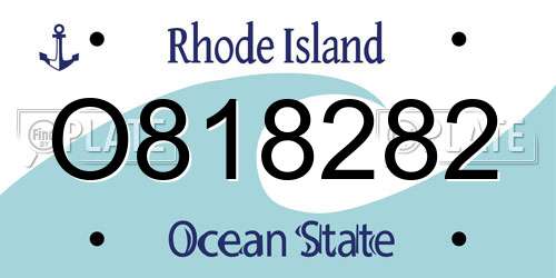 O818282 Rhode Island License Plate