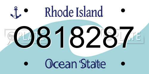 O818287 Rhode Island License Plate