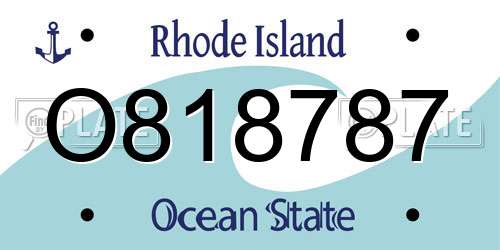 O818787 Rhode Island License Plate