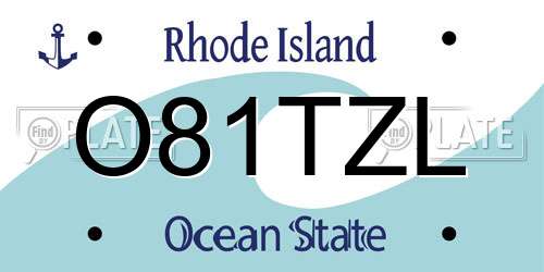 O81TZL Rhode Island License Plate
