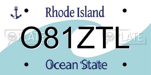 O81ZTL Rhode Island License Plate
