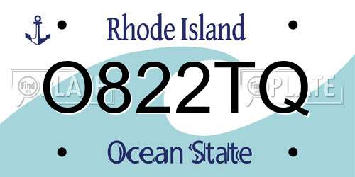O822TQ Rhode Island License Plate