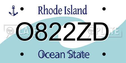 O822ZD Rhode Island License Plate
