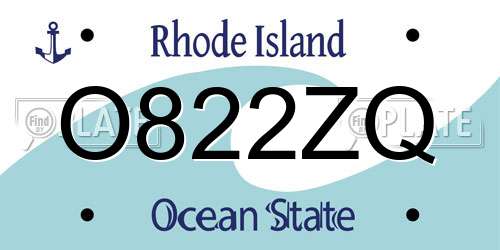 O822ZQ Rhode Island License Plate
