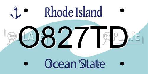 O827TD Rhode Island License Plate