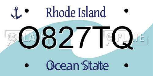 O827TQ Rhode Island License Plate