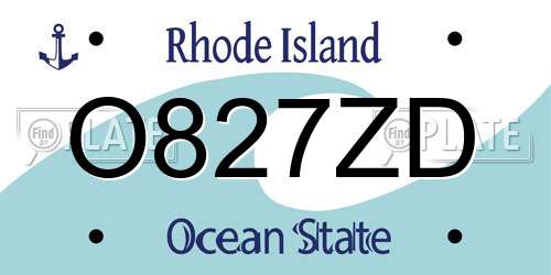 O827ZD Rhode Island License Plate