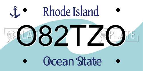 O82TZO Rhode Island License Plate