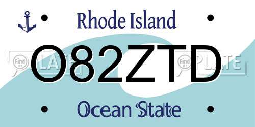 O82ZTD Rhode Island License Plate