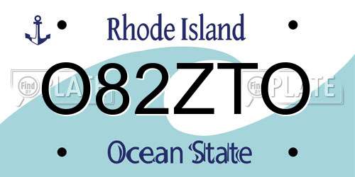 O82ZTO Rhode Island License Plate