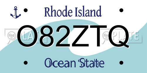 O82ZTQ Rhode Island License Plate