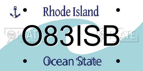 O83ISB Rhode Island License Plate