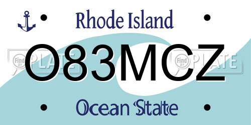 O83MCZ Rhode Island License Plate