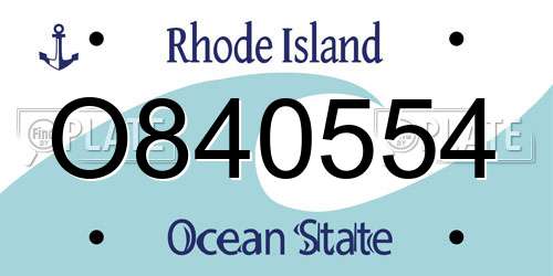 O840554 Rhode Island License Plate