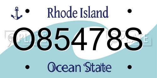 O85478S Rhode Island License Plate