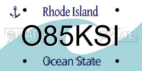 O85KSI Rhode Island License Plate
