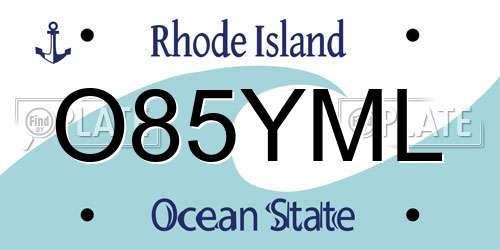 O85YML Rhode Island License Plate