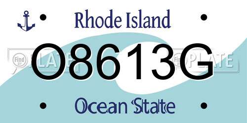 O8613G Rhode Island License Plate