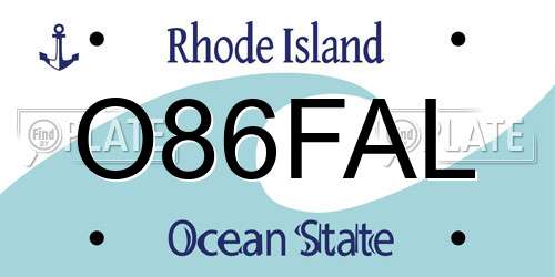 O86FAL Rhode Island License Plate