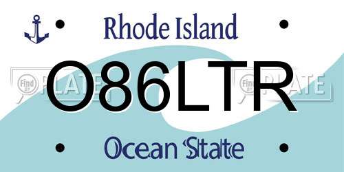 O86LTR Rhode Island License Plate