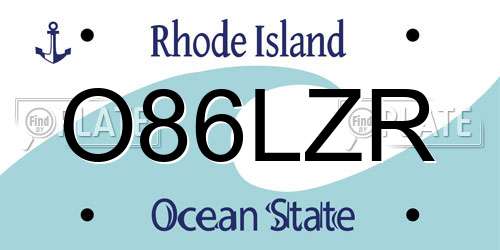 O86LZR Rhode Island License Plate