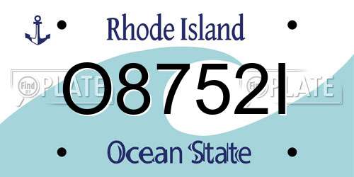 O8752I Rhode Island License Plate