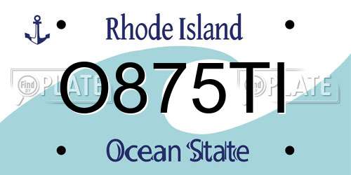 O875TI Rhode Island License Plate