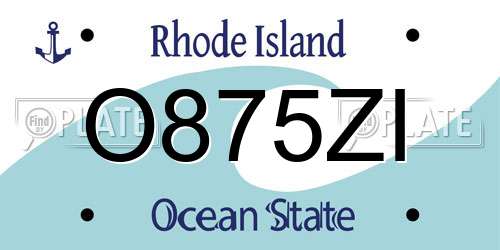 O875ZI Rhode Island License Plate