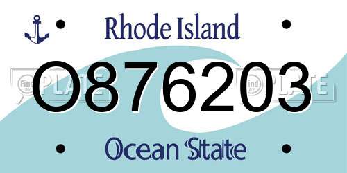 O876203 Rhode Island License Plate