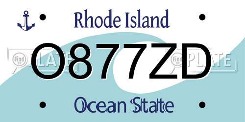 O877ZD Rhode Island License Plate