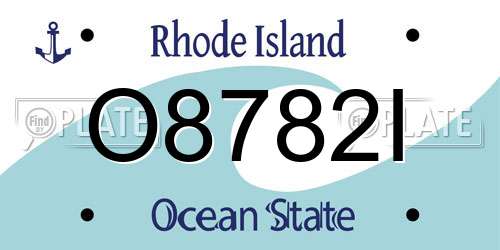 O8782I Rhode Island License Plate