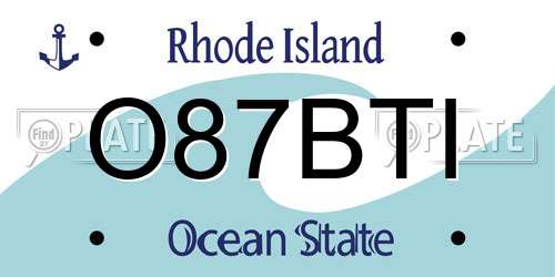 O87BTI Rhode Island License Plate