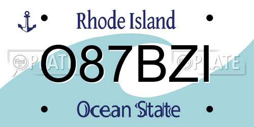 O87BZI Rhode Island License Plate