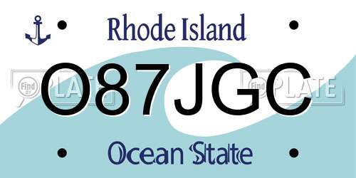 O87JGC Rhode Island License Plate
