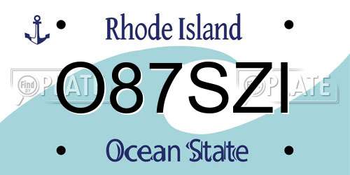 O87SZI Rhode Island License Plate