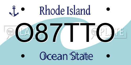 O87TTO Rhode Island License Plate