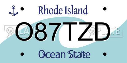 O87TZD Rhode Island License Plate