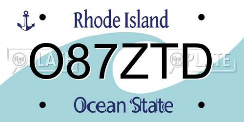 O87ZTD Rhode Island License Plate