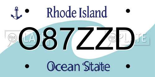 O87ZZD Rhode Island License Plate