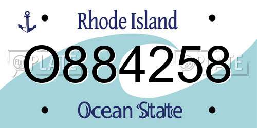 O884258 Rhode Island License Plate