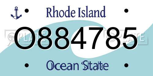 O884785 Rhode Island License Plate