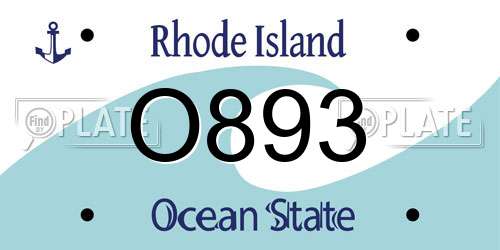 O893 Rhode Island License Plate