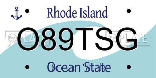 O89TSG Rhode Island License Plate